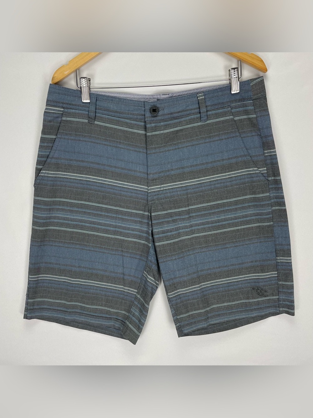 Da Hui Hybrid Collection Shorts Mens 34 Gray Blue Striped Casual/Boardshorts